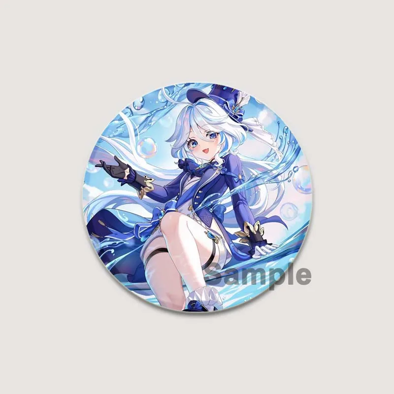 Anime Genshin Impact Pins Cute Cartoon Furina Badge Handmade Tinplate Brooches Breastpin for Backpack Clothes Gift Accessorys