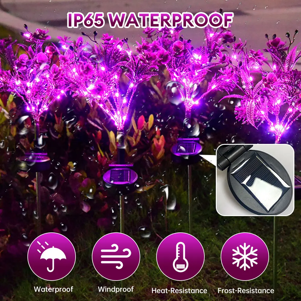 LED Solar Phalaenopsis Flower Light  Outdoor Garden Villa Courtyard Simulation Solar Light for Patio Yard Wedding Holiday Decor