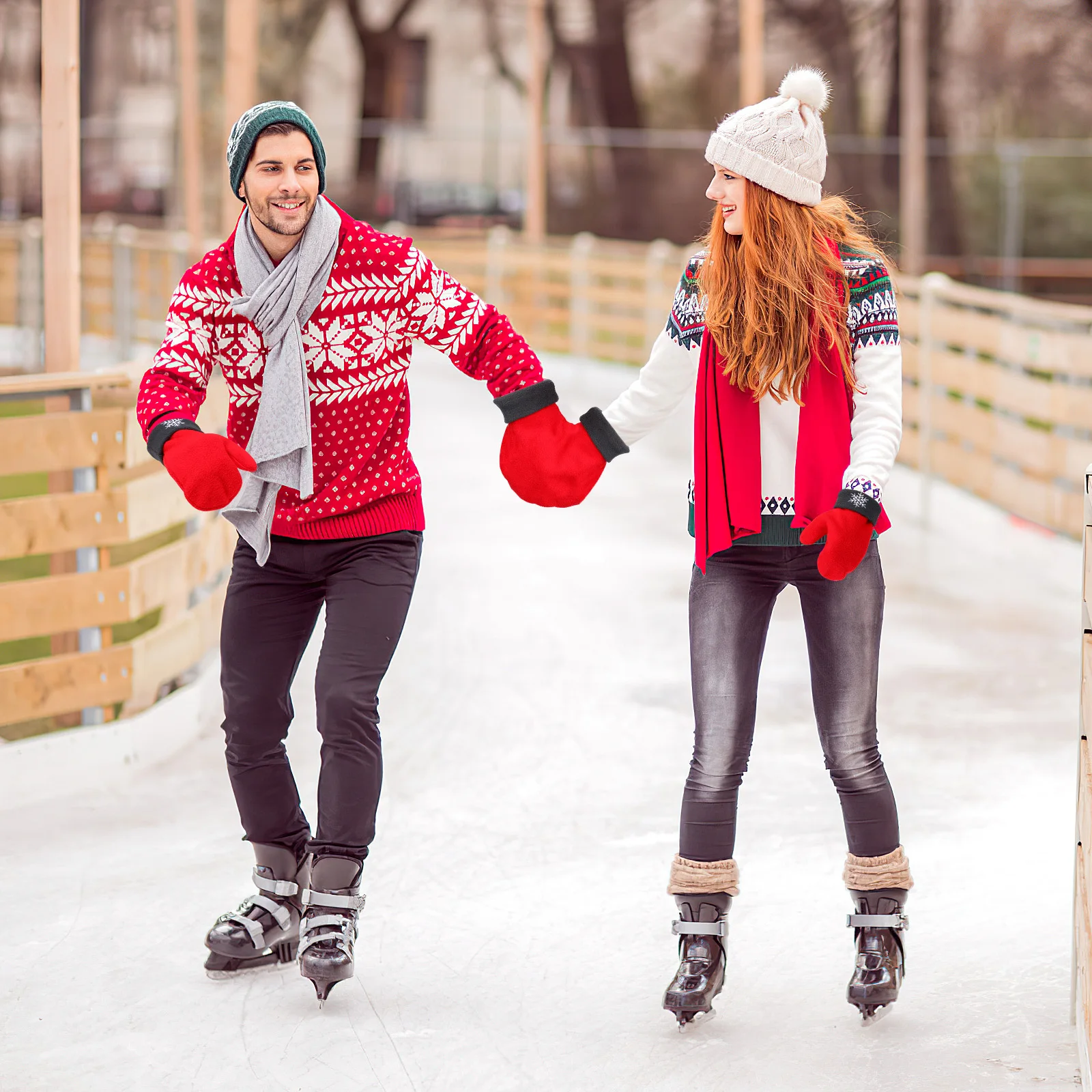 3 قطع من قفازات الزوجين السميكة للشتاء الدافئ لعشاق هدية رومانسية للأزواج في عيد الميلاد وعيد الحب #1