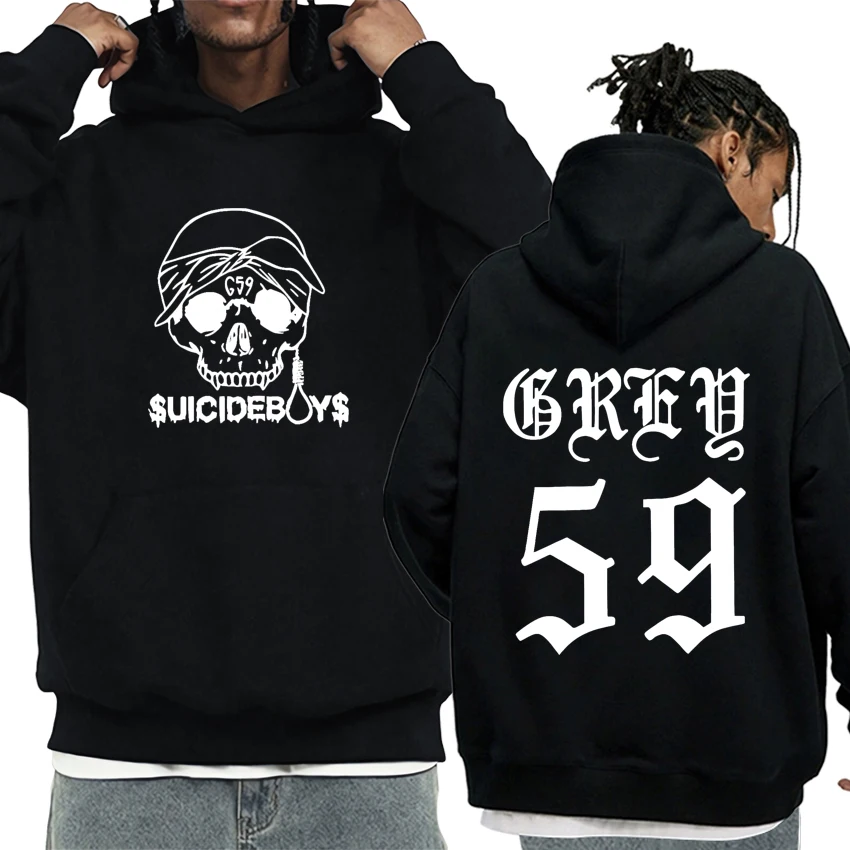 

Rock band Suicideboys Grey 59 skull Graphics Hoodie Men Women hip hop vintage streetwear Unisex Fleece Long sleeve Sweatshirt