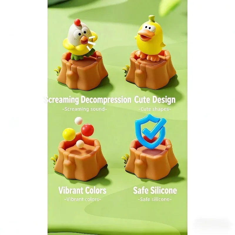 Giocattolo di pollo urlante per bambini Simpatico anatra gialla Giocattolo per pizzicare il bambino Alleviare lo stress Capacità di presa per esercizi in silicone sicuro