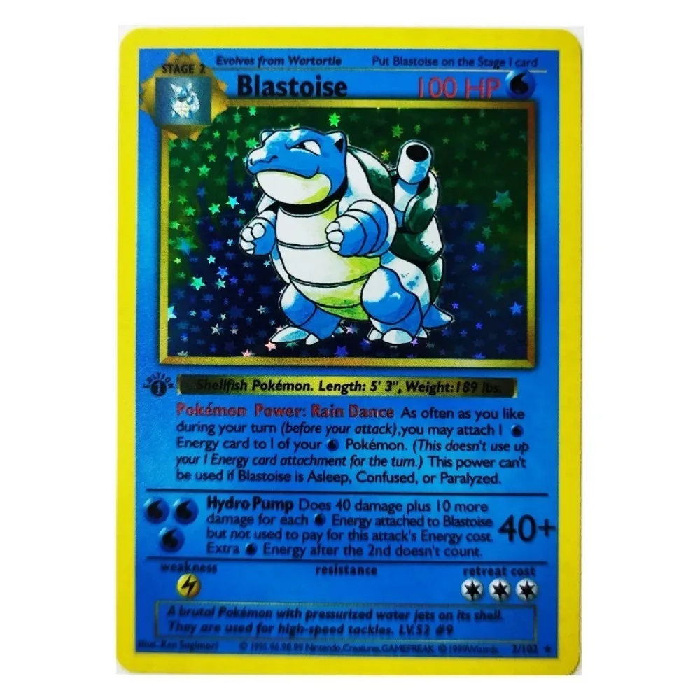 DIY 1996 ภาษาอังกฤษ PTCG Pokemon 1st 3 ชิ้น/เซ็ต Charizard Blastoise แฟลชการ์ดอะนิเมะคอลเลกชันเกมการ์ดวันหยุดของขวัญ