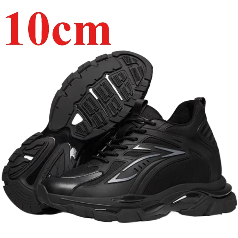 

Elevated Shoes for Men's Height Increased 8cm 10cm Genuine Leather Mesh Breathable Casual Sneakers Male Comfortable Sports Shoes