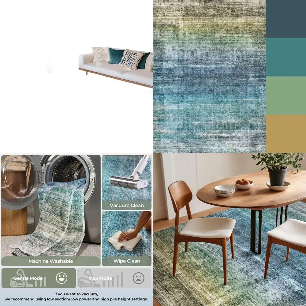 

Абстрактные ковры 8x10 для спальни и гостиной, мягкие, моющиеся, винтажные, с эффектом потертости, удобные, синие, с нескользящей основой для дома