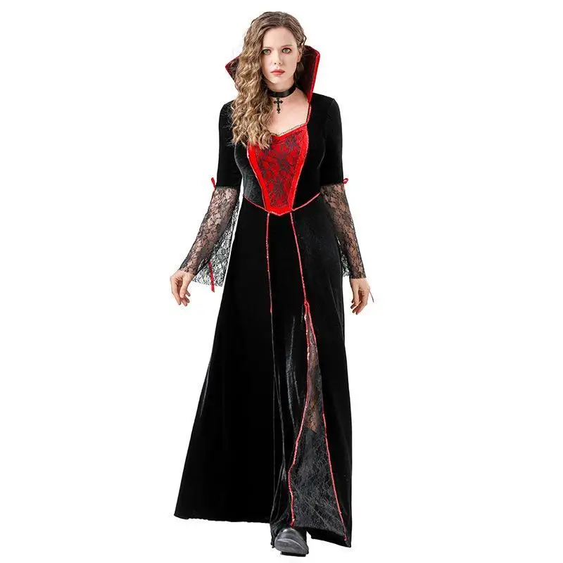 2025 loween Witch Devil Costume Adult Cos Stage Performance Medieval Dr Outfit PU Material KTV Costume Fall Collection
