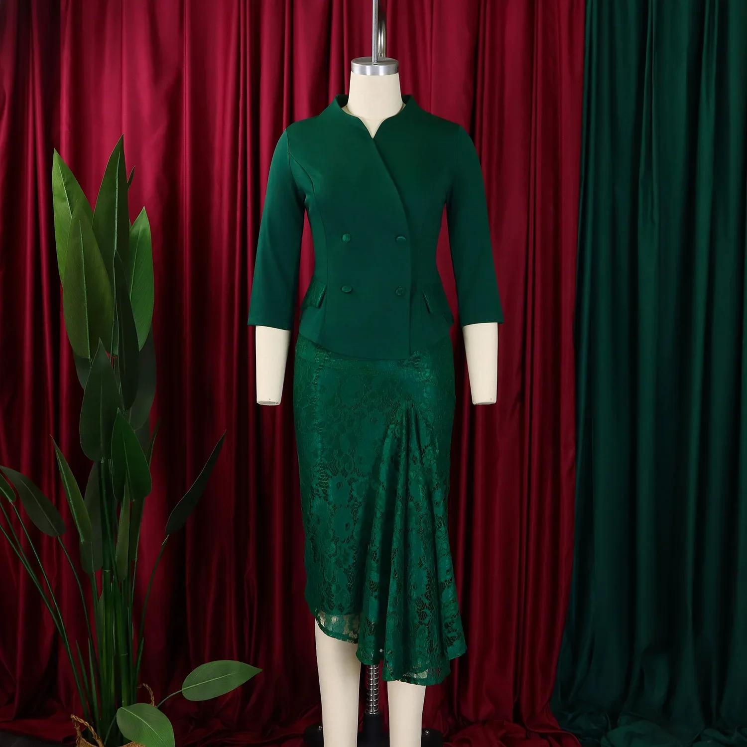 

Customized Customized Women Full Sleeve O-neck Bodycon Midi Dress 2025 Spring Lace Ruched OL Evening Party Night Club Africa Dr