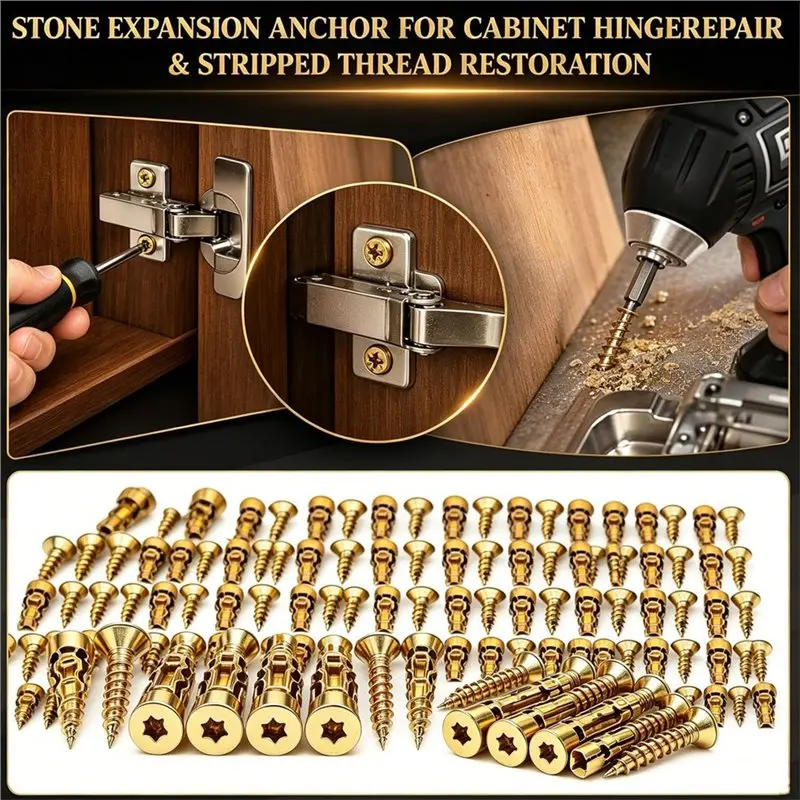 SOFT-100PCS Short Expansion Screw Set For Cabinet Hinge Repair Thread Repair Screws For Tile Stone Wood Cabinet Hinge Repair