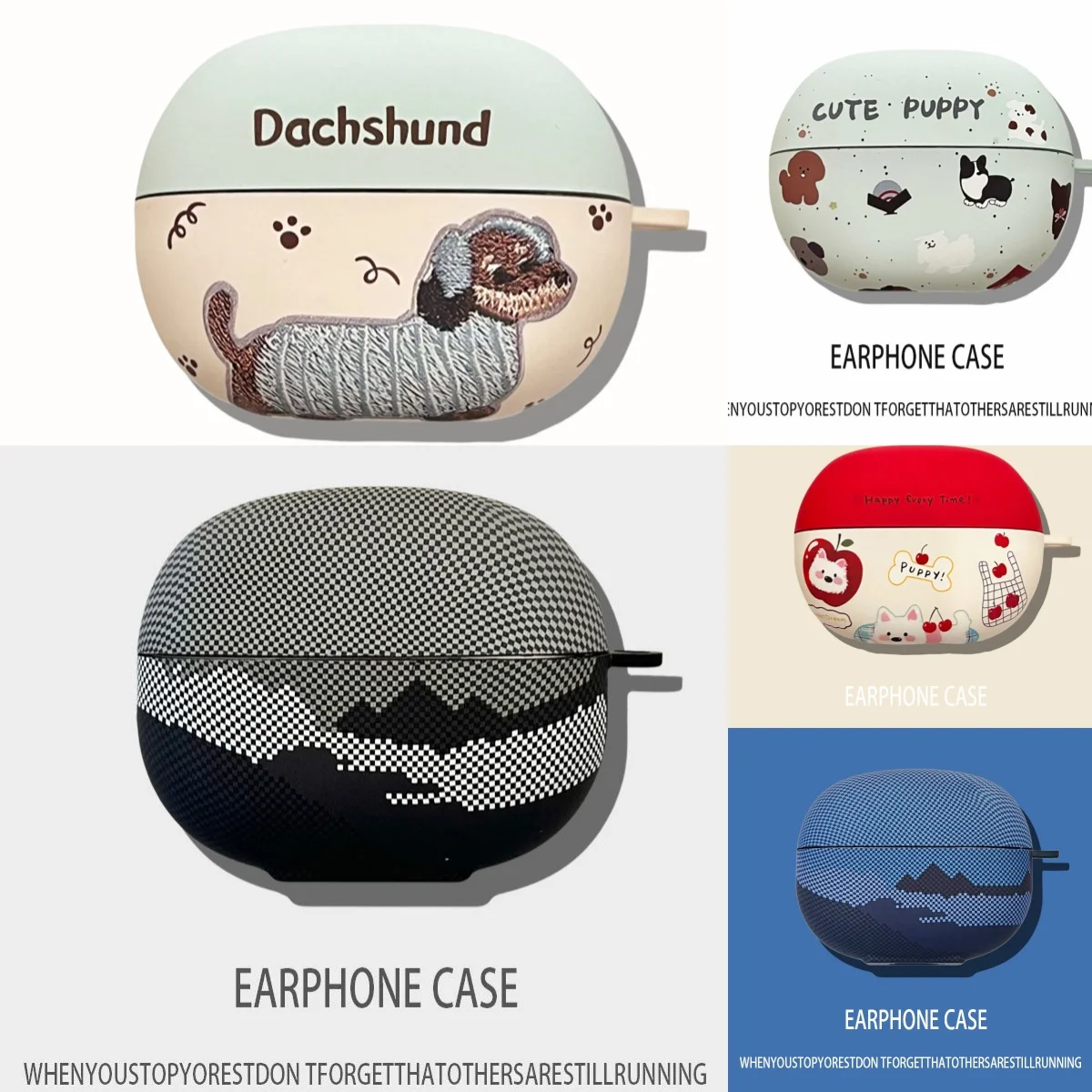 For Shokz E310 E320 Earphone Case Cartoon Puppy Checkered Mountain Pattern Matte TPU Shockproof Earbuds Protective Cover
