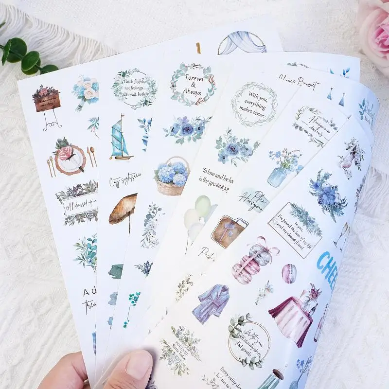 Autocollants auto-adhésifs pour Journal, 6 feuilles, thème de mariage romantique, pour Plan de mariage, Scrapbooking, décor DIY bricolage, nouvelle collection
