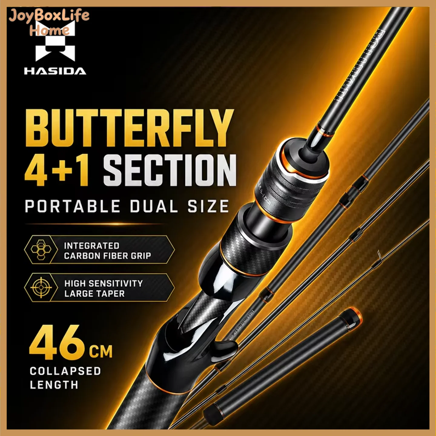 HASIDA Butterfly Limited Lure Rod 4+1 Sections 46cm Portable Travel Spinning Casting Long Cast Versatile Micro Fishing For Trout