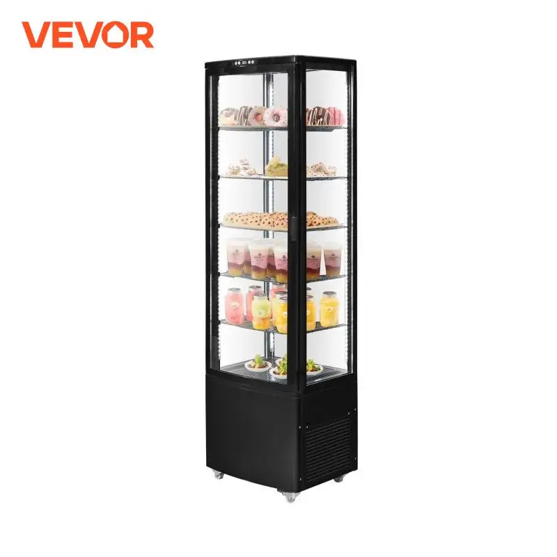 VEVOR 3.5/4.2/5/9.8 cft Refrigerated Display Case Large Commercial Pastry Display Refrigerator with LED Lighting for Bakery