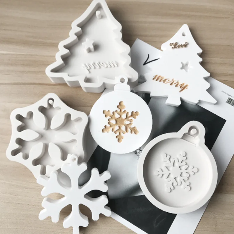 Christmas Tree Aromatherapy Wax Silicone Mold Snowflake Elk DIY Aroma Gypsum Plaster Silicone Mould For Car Pendant K144