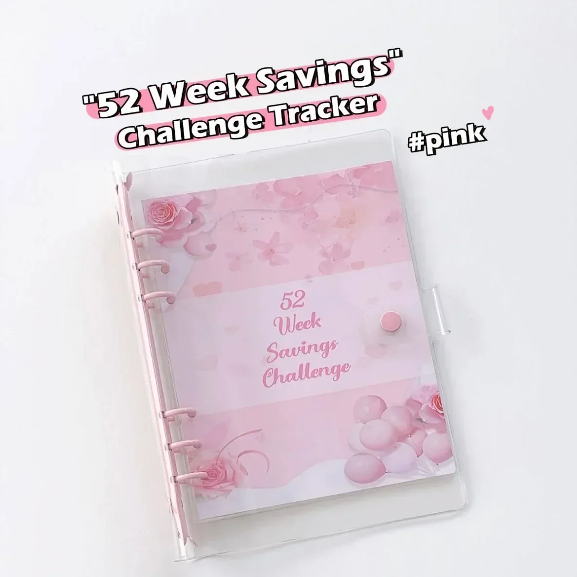52 Week Savings Challenge Loose Leaf Binder Notebook with 13 Sheet Inner Note Book Journal Planner Office Stationery Supplies