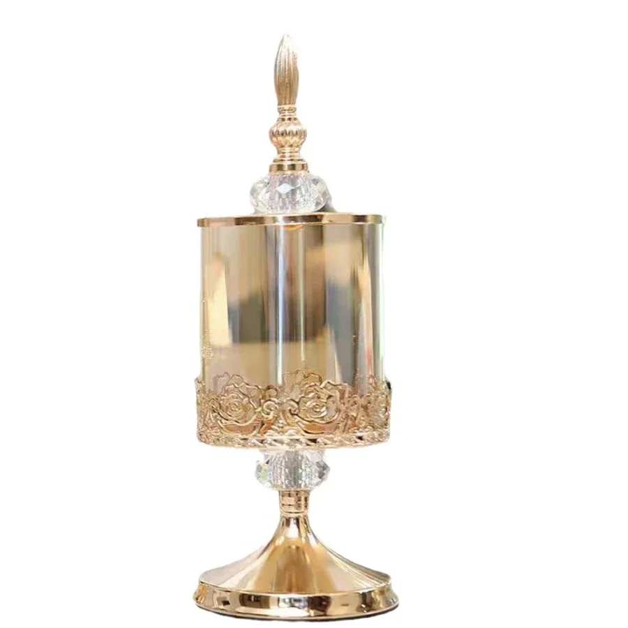 Crystal Glass Storage Jar with Lid Light Luxury Candy Biscuit Bottle Living Room Coffee Table Home Decoration