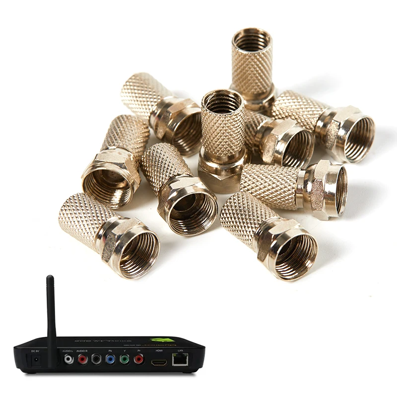 10 Pcs Metal Twist On RG6 F Type Coaxial Cable Connector Plugs High Quality Connector For TV Satellite Antenna Coax Cable