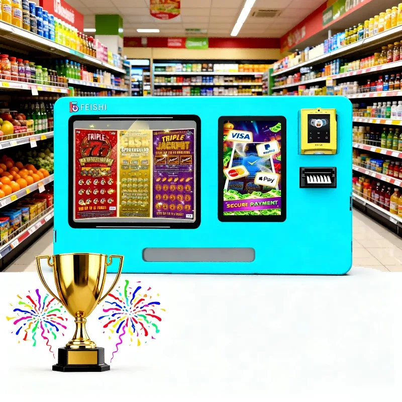 Custom Wall-mounted Lottery Kiosk with Light Box, 10.1-inch Touchscreen High-quality Multi-payment SDK for Shopping Centers
