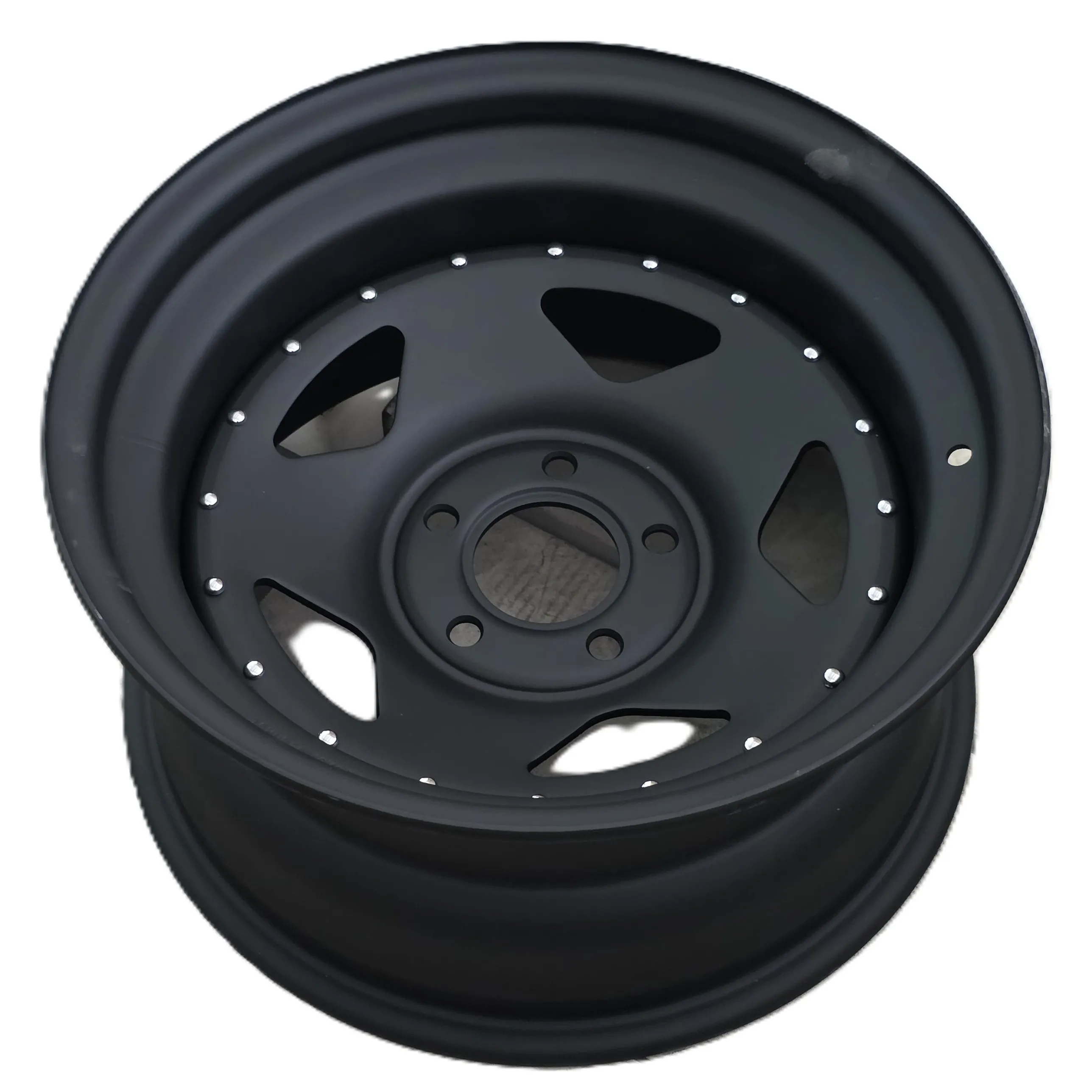 

New 16x8J Five Spoke Matt Black Wheel 15" 16" 17" PCD 5x108 5x112 5x114.3 5x120 Steel Wheel for Passenger Car & SUV
