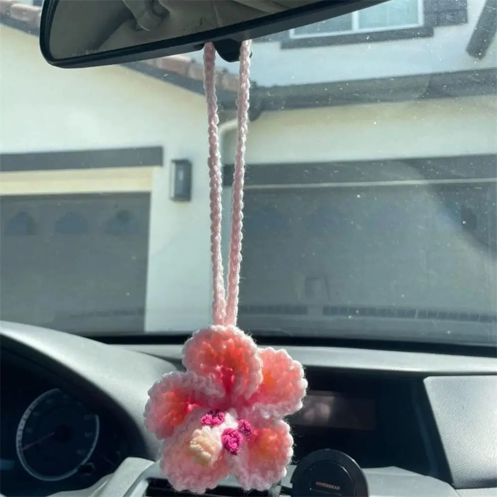 

Polyester Flower Car Hanging Ornament Crochet Design Handmade Car Pendant Unique Design Hanging Ornament Bag Pendant Car Decor