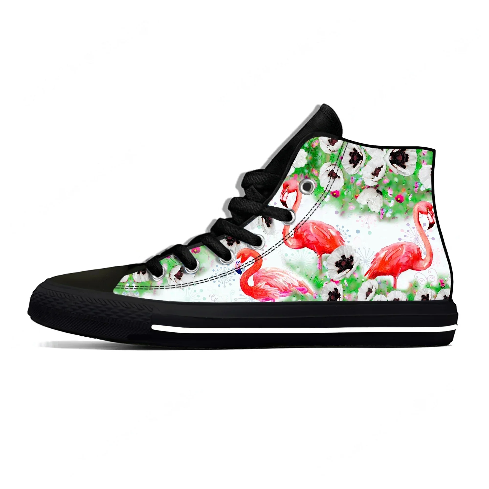 

Кроссовки Flamingo High Top для мужчин и женщин, повседневная обувь для подростков, кроссовки из ткани с 3D принтом, дышащая легкая обувь для косплея