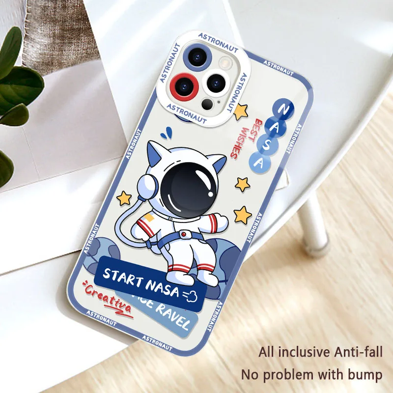 Cute Astronaut Case For Xiaomi Redmi Note 12 4G 5G Turbo 11 Pro Plus 12S 11S 10S 9S 10 8 7 6 9 10C K60 K60E Soft Silicone Cover image 6