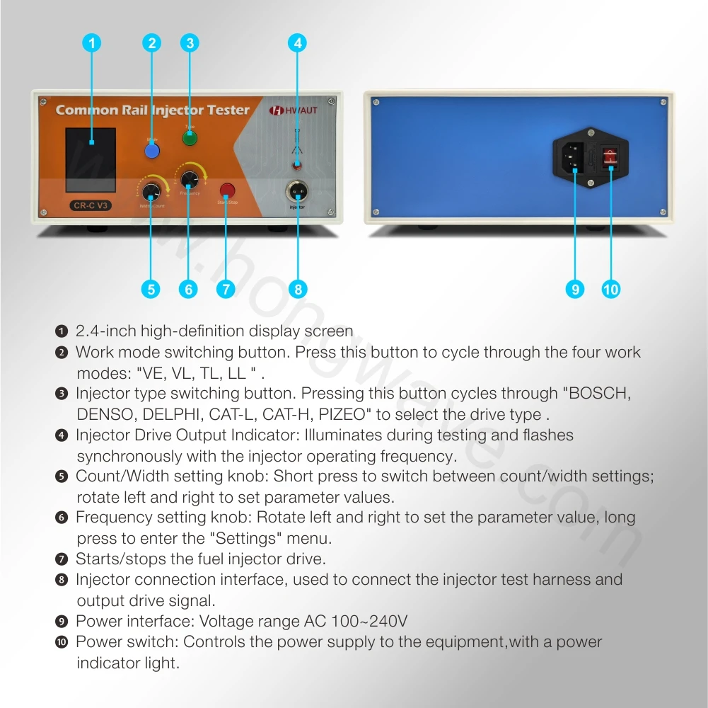 HWAUT CR-C V3 Common Rail Injector Tester for Solenoid & Piezo LCR Resistance Capacitance Test 2.4" LCD Screen Diagnostic Tool view 5