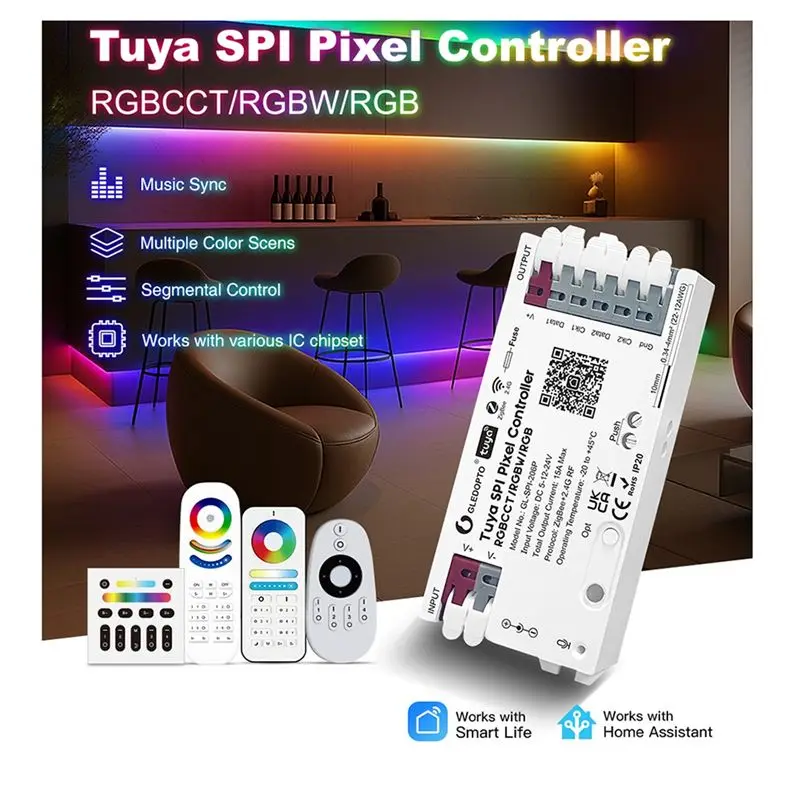 A53Q-GLEDOPTO RGBCW LED Controller Light Strip Controller Zigbee+2.4GRF Dimming Color RGBCW Five-In-One