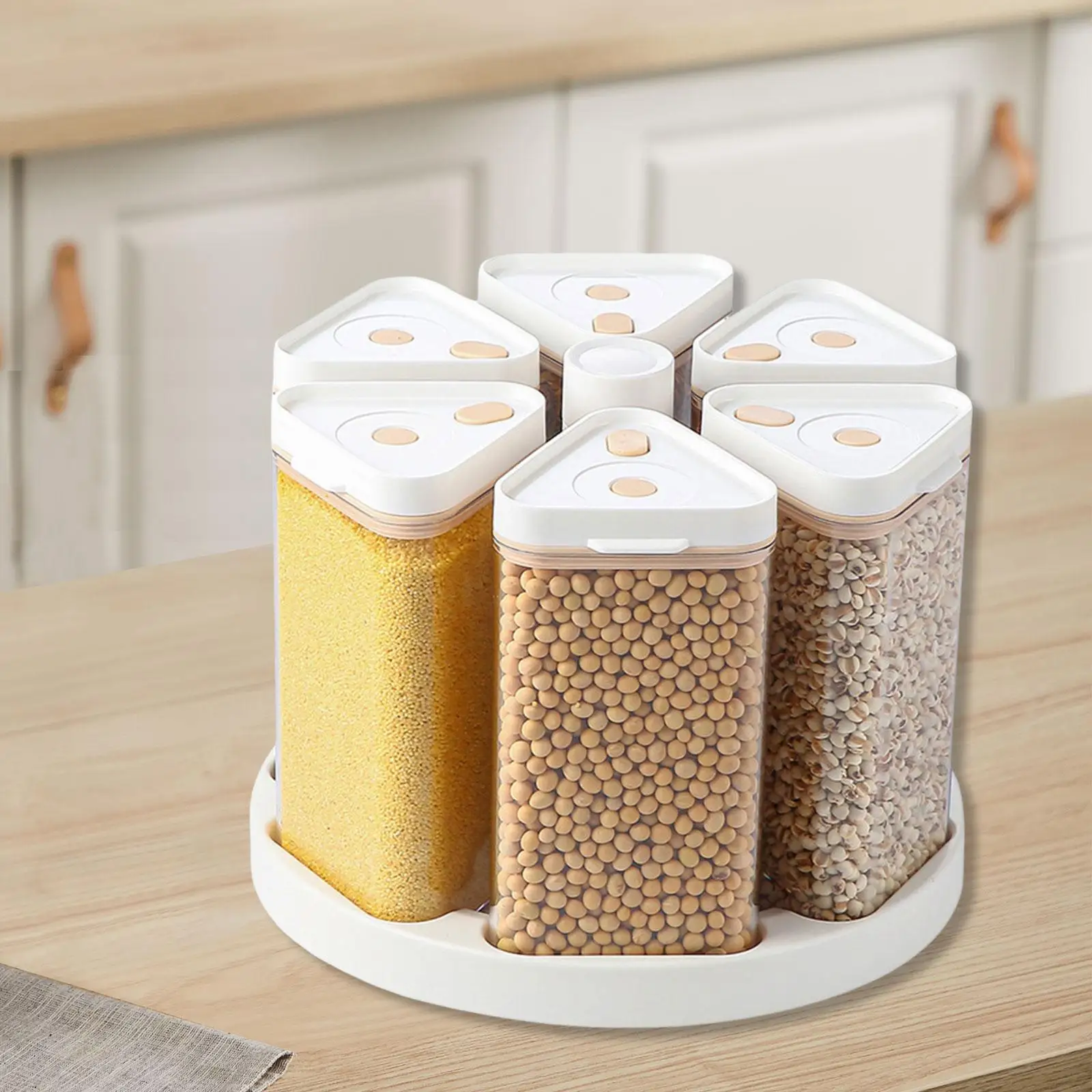 

Вакуумный вращающийся контейнер для хранения круп с герметичными крышками, емкость для зерна и бобов