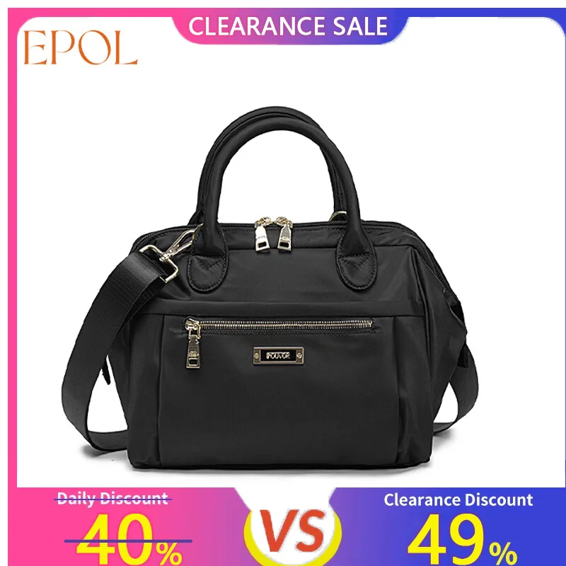 

EPOL Fashion Handbag Women's Premium Oxford Bag Casual Black Shoulder Bag Large Capacity Commuter Big Shell Bag Teenage 6006-01