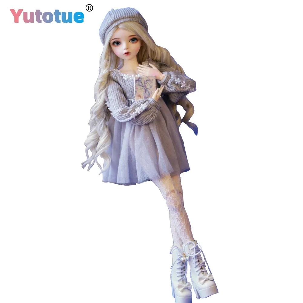 YUTOTUE Assembled 60cm BJD Doll Girl Doll Changeable Blue Eyes Shoes Clothes Full Set Outfits