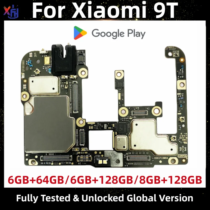 Original Unlocked Motherboard for Xiaomi Mi 9T, Mainboards for Redmi K20, Main Circuits Board with Google, 64 GB, 128 GB, 256GB