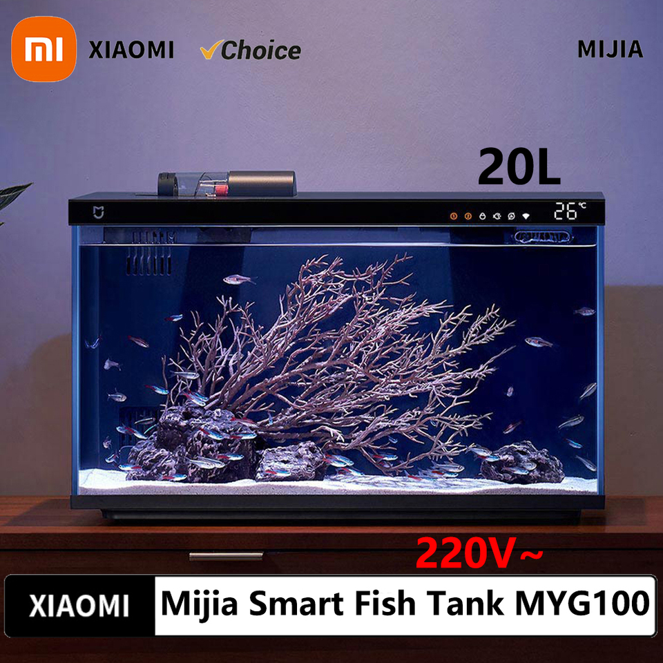  Xiaomi Mijia Smart Fish Tank MYG100 Work With Mijia APP Mobile Controlled Remote Feeding Smart Lighting System Light Aquarium CN 