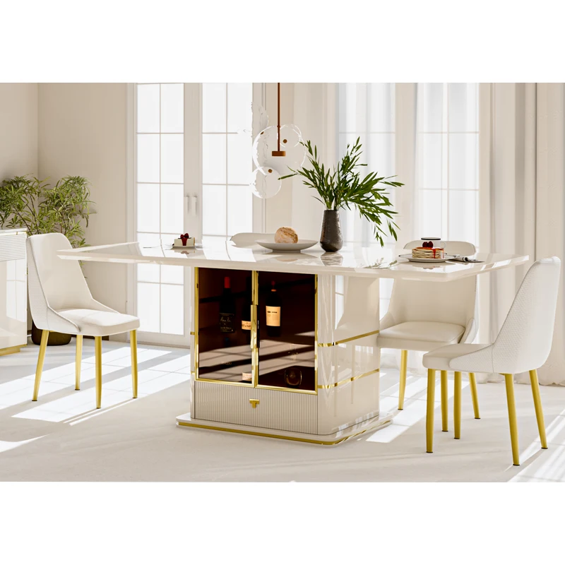 

Modern Dining Table and Chairs Set 6 Seater Dining Room Furniture Luxury Wooden Dining Table