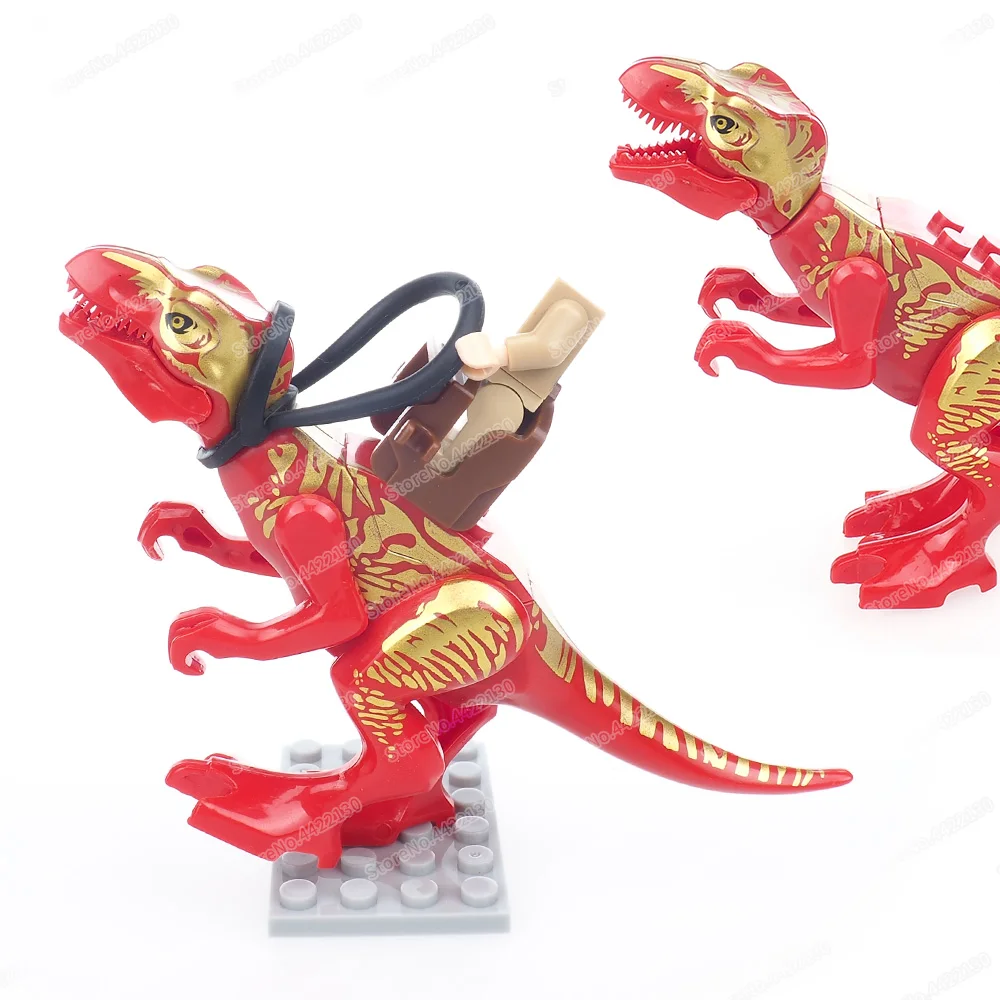 Red Tyrannosaurus Knight Set Building Block Moc Figures Training War Dragon World War Assemble Scenes Model Child Gifts Boy Toys