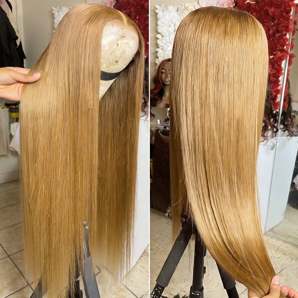 36 Inch 27 Honey Blonde Straight Human Hair Wigs 13X6 Hd Lace Frontal Wig Human Hair 250 Density For Women Preplucked Brazilian Wig