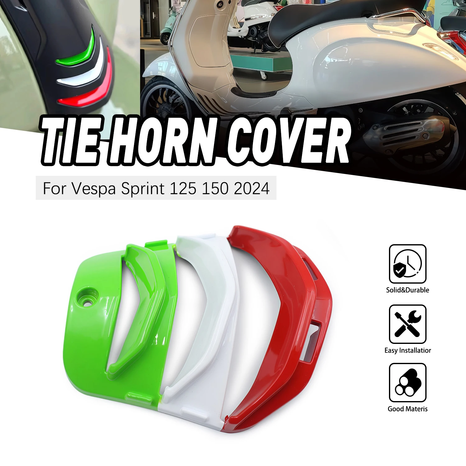 Horn Cover Inlay Tie Grill Protector Decorate Guard ABS Replacement For Vespa Sprint 125 150 2024 2025 Motorcycle Parts
