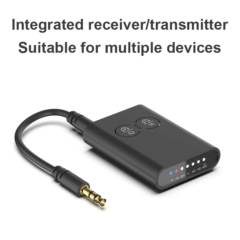 ﻿QCC3040 Bluetooth 5.3 Audio Receiver Transmitter One to Two Supports APTX 2-in-1 Receiver Transmitter 3.5mm Aux Audio Adapter