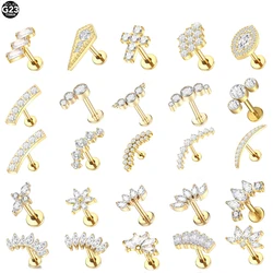 10Pcs/lot G23 Titanium Zircon Crysal Labret Lip Ring Internal Thread Ear Cartilage Tragus Helix Daith Piercing Body Jewelry
