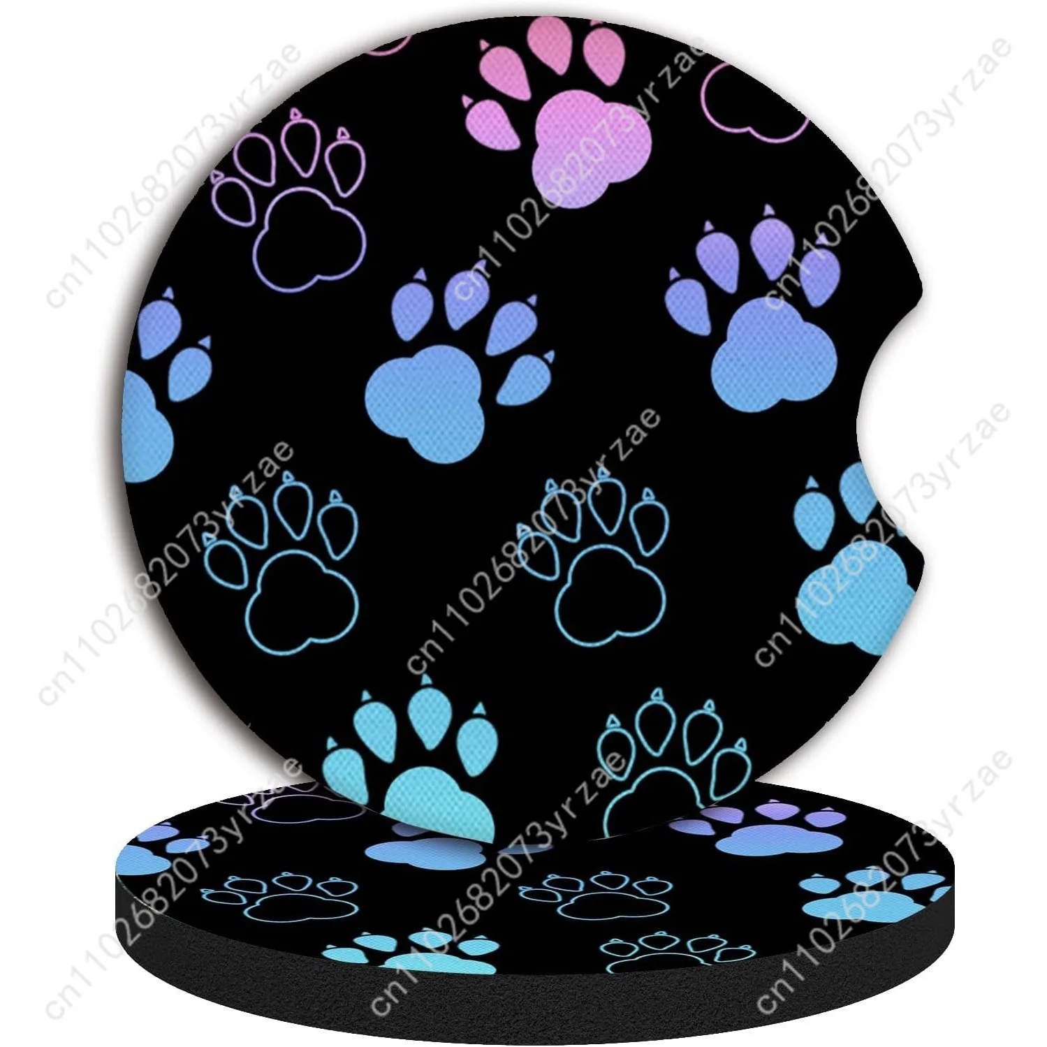 

Colorful Dog Paws Car Coasters 2pcs Absorbent Anti Slip Car Coasters Scalding Waterproof Easy Clean Car Interior Accessories