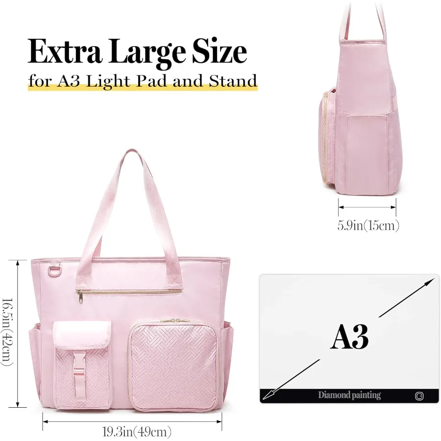 Fasrom Estuche de transporte para pintura de diamantes para almohadilla de luz A3, bolsa de almacenamiento para pintura de diamantes con funda acolchada para contener caja de luz LED A3