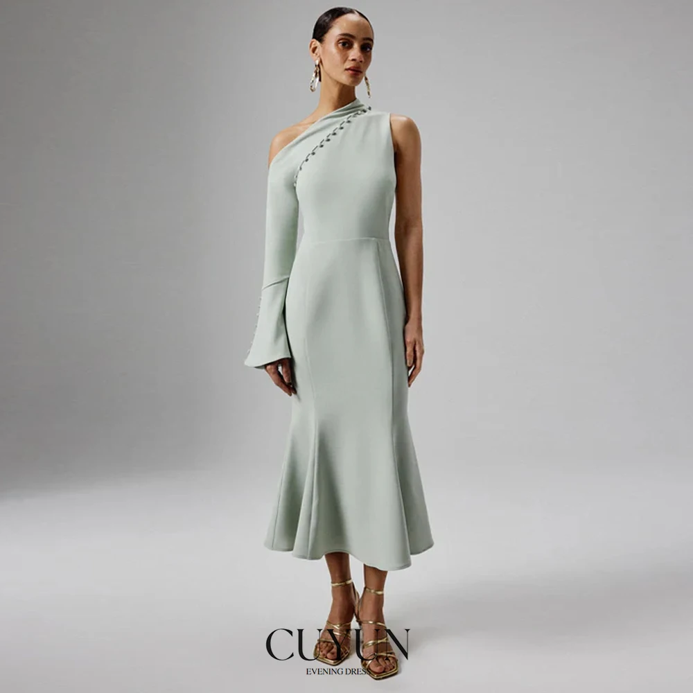 

CUYUN Summer Women Dresses Mermaid Tea-Length Asymmetrical Women Prom Dresses Customized Party Gown 2025