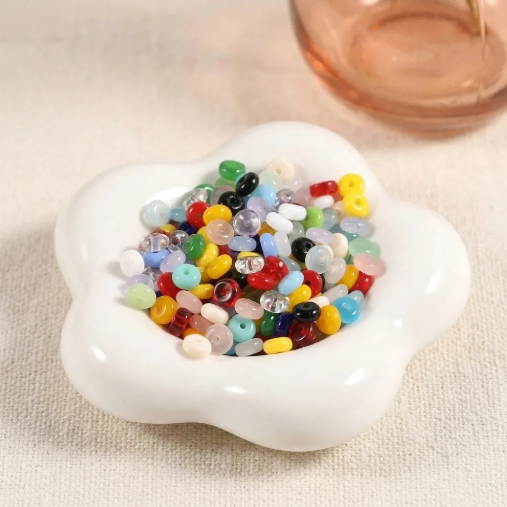 105Pcs 3x6mm Flat Round Beads Multi-clolor Opaque Smooth Loose Beads Mixed Color Glass Crystal Beads Mobile Phone Chain