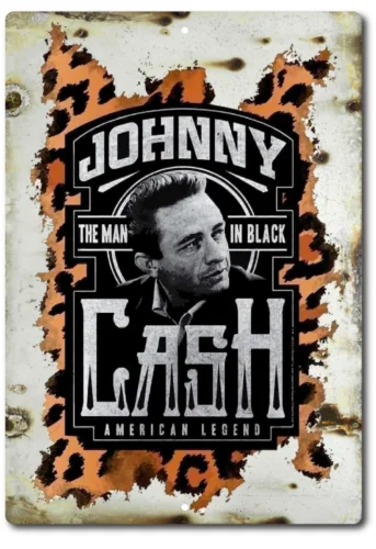 Johnny Cash The man In Black Concert Tin Poster Sign Man Cave Vintage Look sign