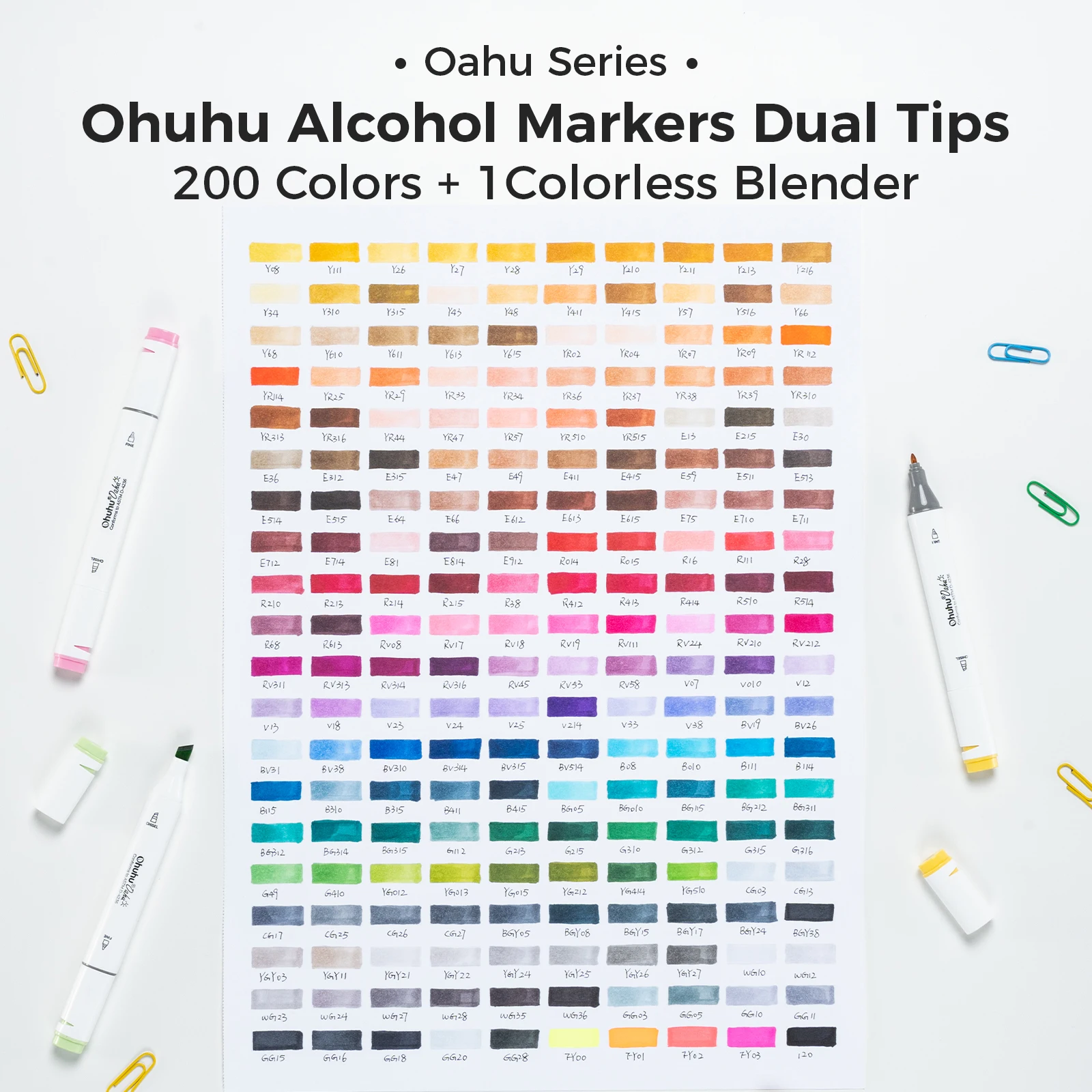 Ohuhu Oahu 200 Colors Marker Pen Set Alcohol Art Markers Dual Tips Felt Pen Sketching Drawing Graffiti Manga School Art Supplies