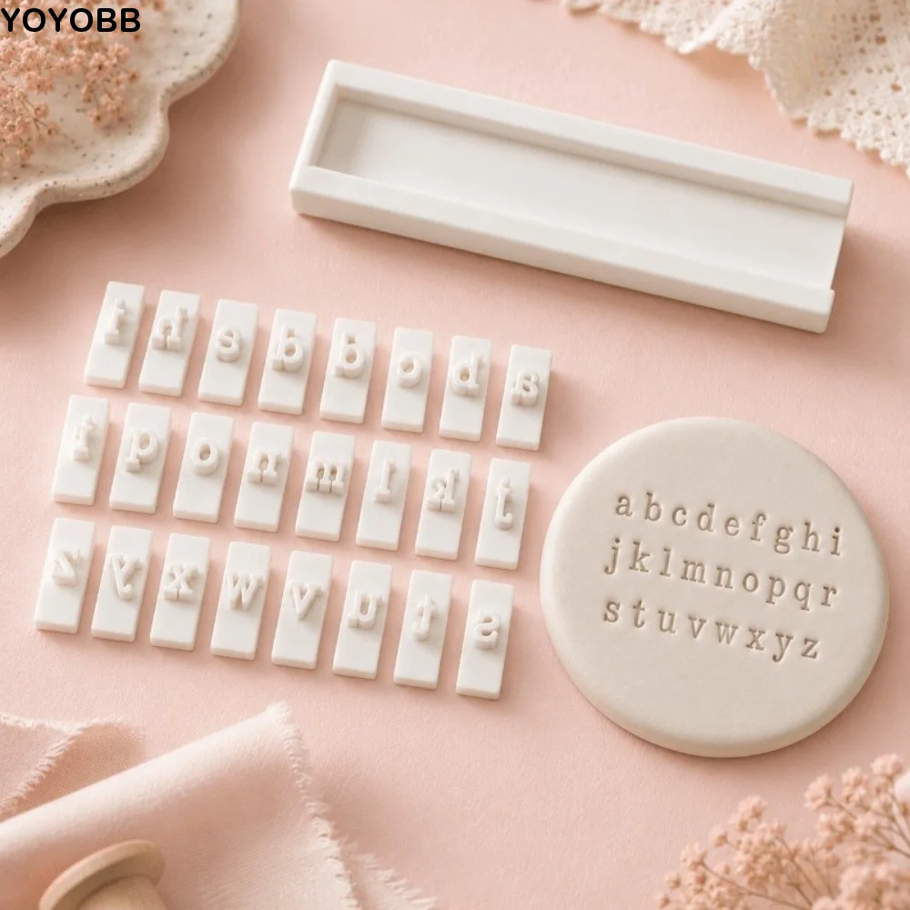 Handmade Clay Letter Number Stamp Set with 26 Letter with 10 Number Pottery Alphabet Stamping Tool Plastic Precise Stamping