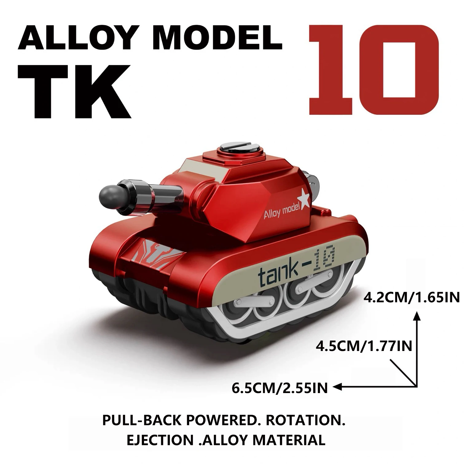 Mini Launch Tank Toy, Alloy Pull Back Tank with One-Button Dart Launcher, 360° Rotating Turret, Stress Relief Desk Fidget Toy