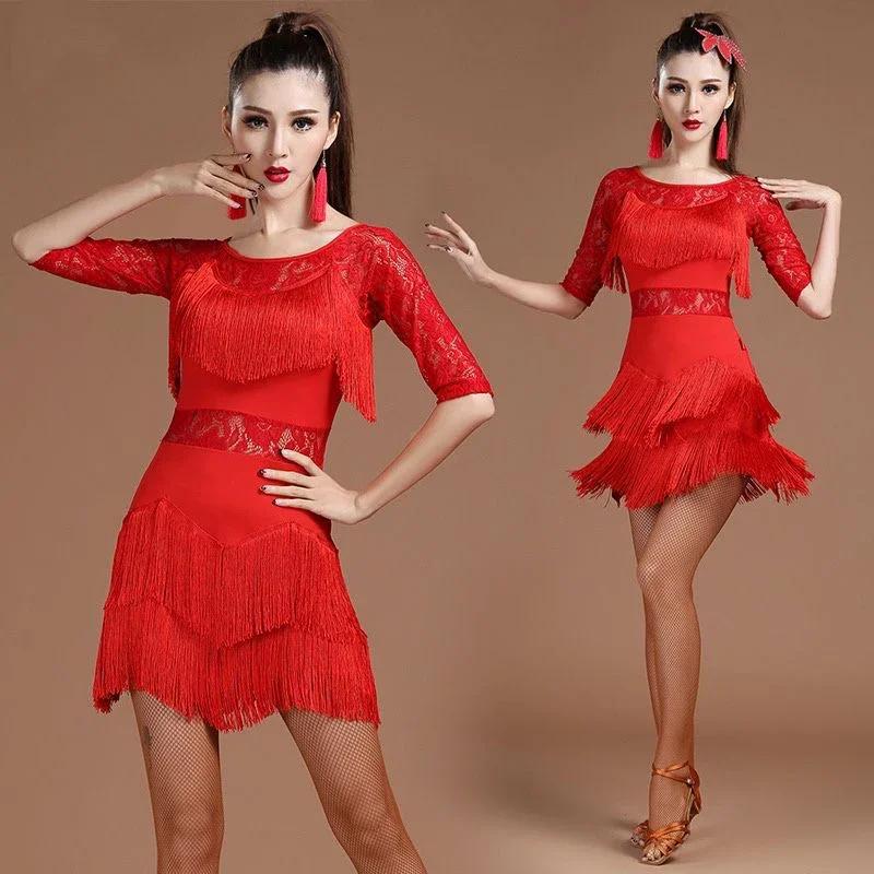 Latin dance dress women fringe dress competition/practice cha rumba samba salsa dance dress Great Gatsby