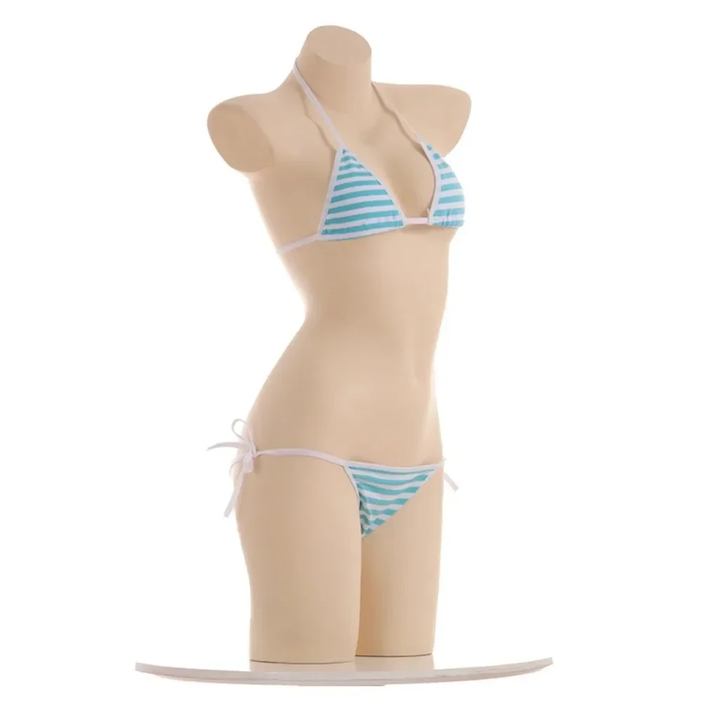 أزياء مثيرة لوليتا Kawaii الأزرق الوردي الأبيض مخطط ميني بيكيني اليابانية مثير الملابس الداخلية الكبار لعبة المثيرة تأثيري