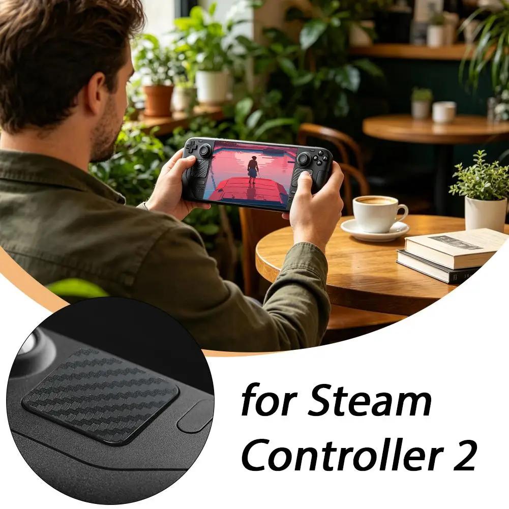 Carbon Fiber Texture Touchpad Stickers for Steam Controller 2, Anti-Slip PVC Skins, Enhanced Grip Scratch Protection