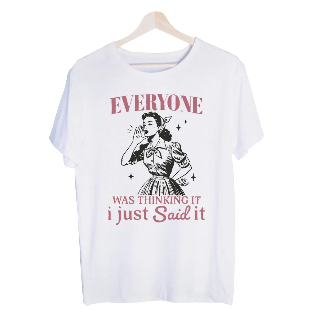 Women's Vintage Woman Graphic Tee, Short Sleeve Slogan Print T-Shirt for Casual Daily Wear