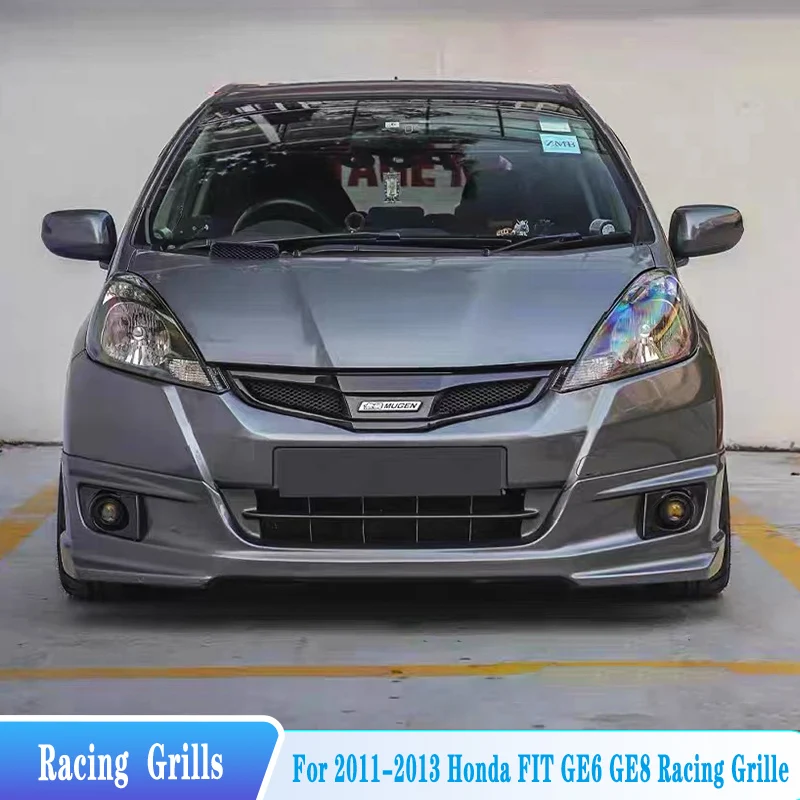

For 2011--2013 Honda Jazz Fit GE6 GE8 Front Bumper Racing Grills Retrofit Full Star MUGEN Style Trim Grille Car Exterior Tuning